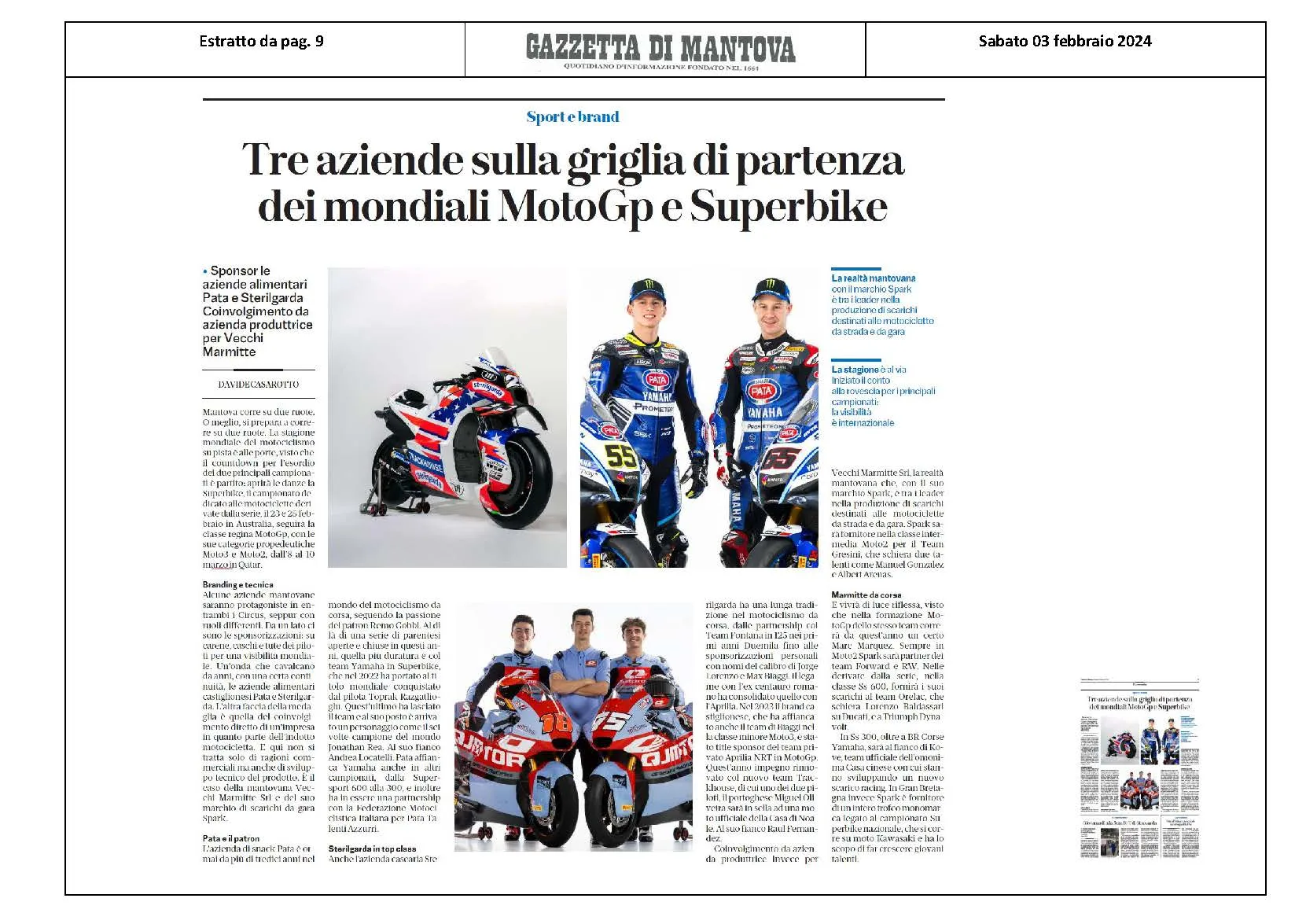 Sterilgarda e Vecchi Marmitte Srl ai mondiali MotoGp e Superbike